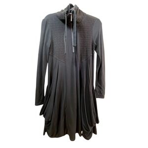 Kensie Black Half Zip Textured Sweater Dress Medium Athleisure Casual Modern Y2K